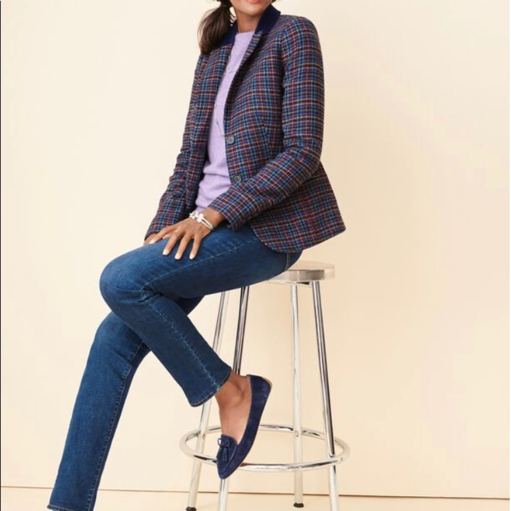 MISTLETOE PLAID SHETLAND WOOL BLAZER 14W Petite